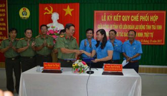 Công an tỉnh ký Quy chế phối hợp với Liên đoàn Lao động tỉnh Trà Vinh